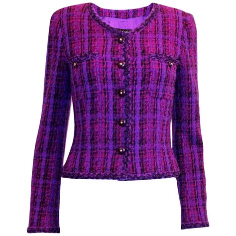 chanel purple tweed jacket|chanel tweed jacket outlet.